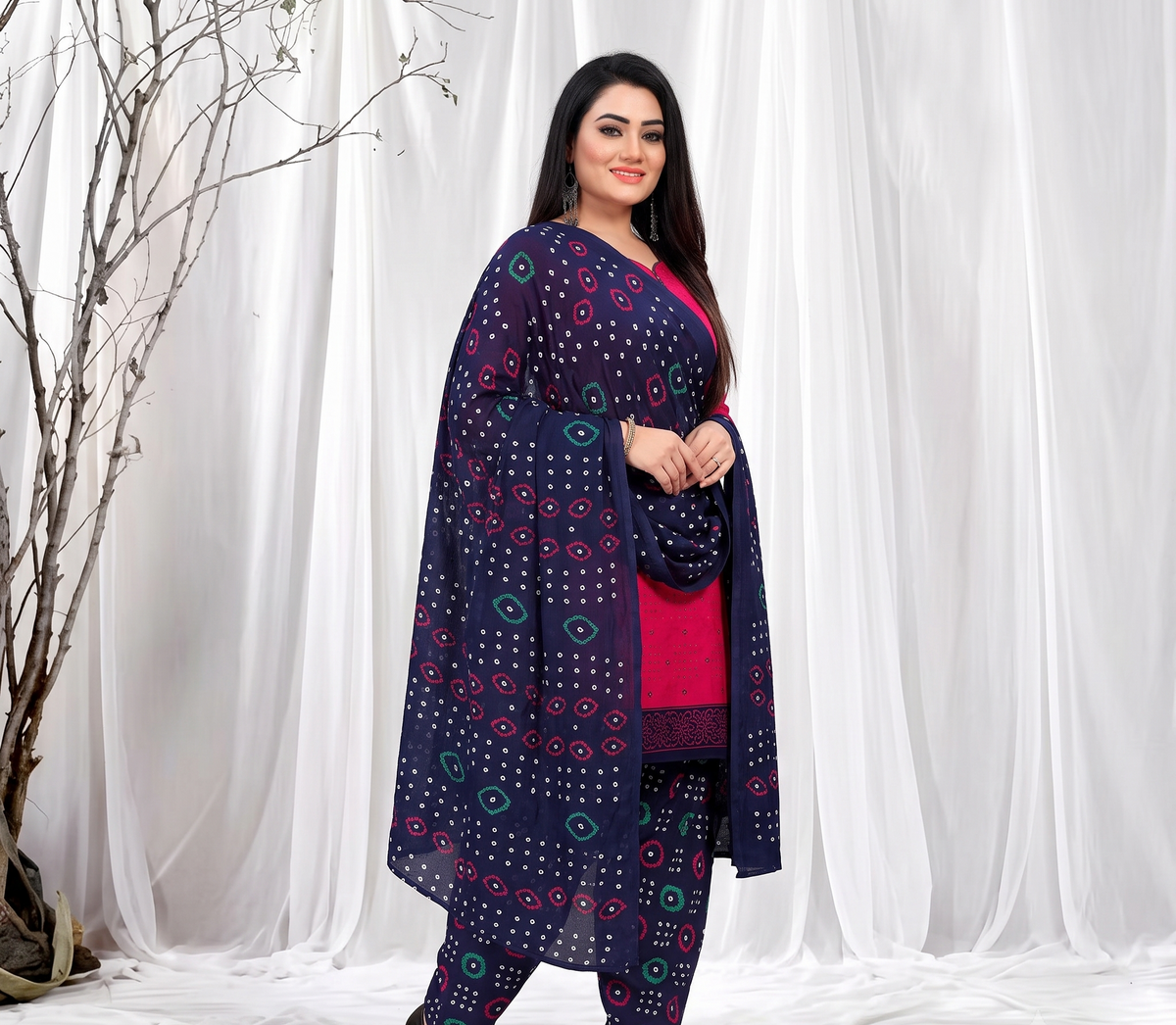 Salwar Kurta Dupatta/Patiala Suit Set/Stitched Salwar Suit Cotton Blend Printed Salwar Suit Set For Women