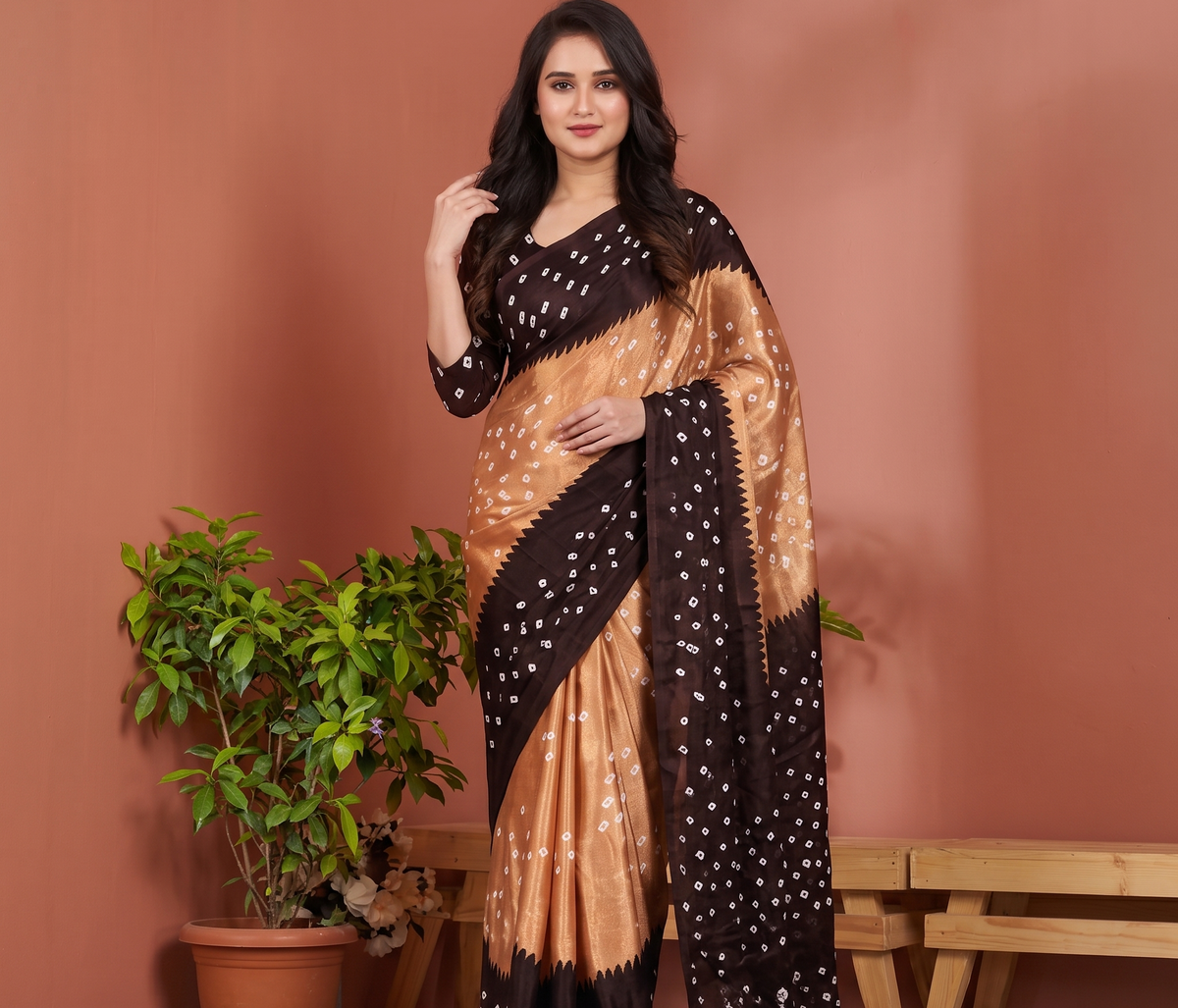 Best Chiffon Silk Bandhani Daily Wear Saree