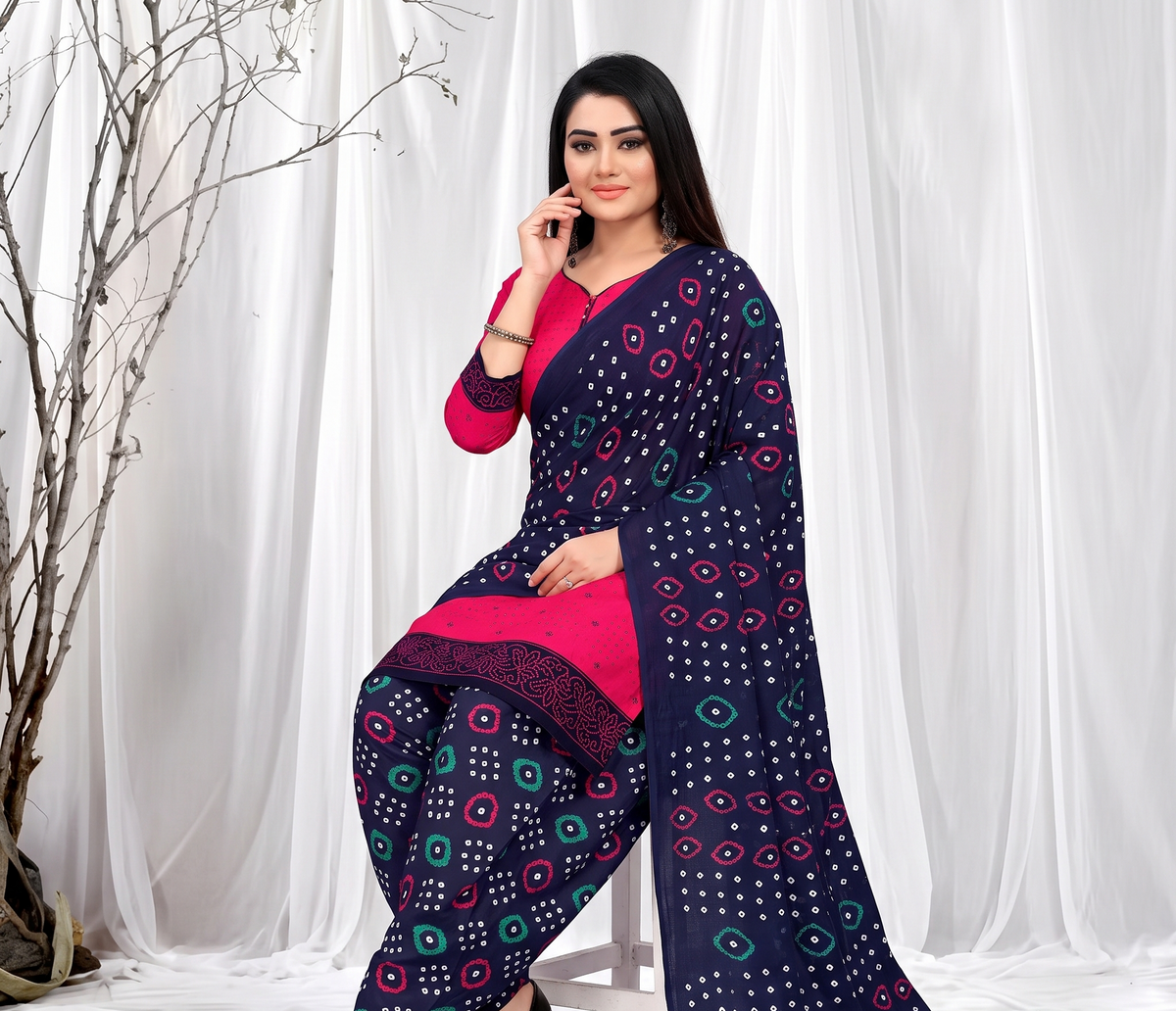 Salwar Kurta Dupatta/Patiala Suit Set/Stitched Salwar Suit Cotton Blend Printed Salwar Suit Set For Women