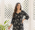 DRESSAR Women Printed Viscose Rayon Straight Kurta || Women Floral Print Viscose Rayon Straight Kurta || Women Floral Print Viscose Rayon Short Kurta || Top For Women || Crop Top || Girls Top || Black Top