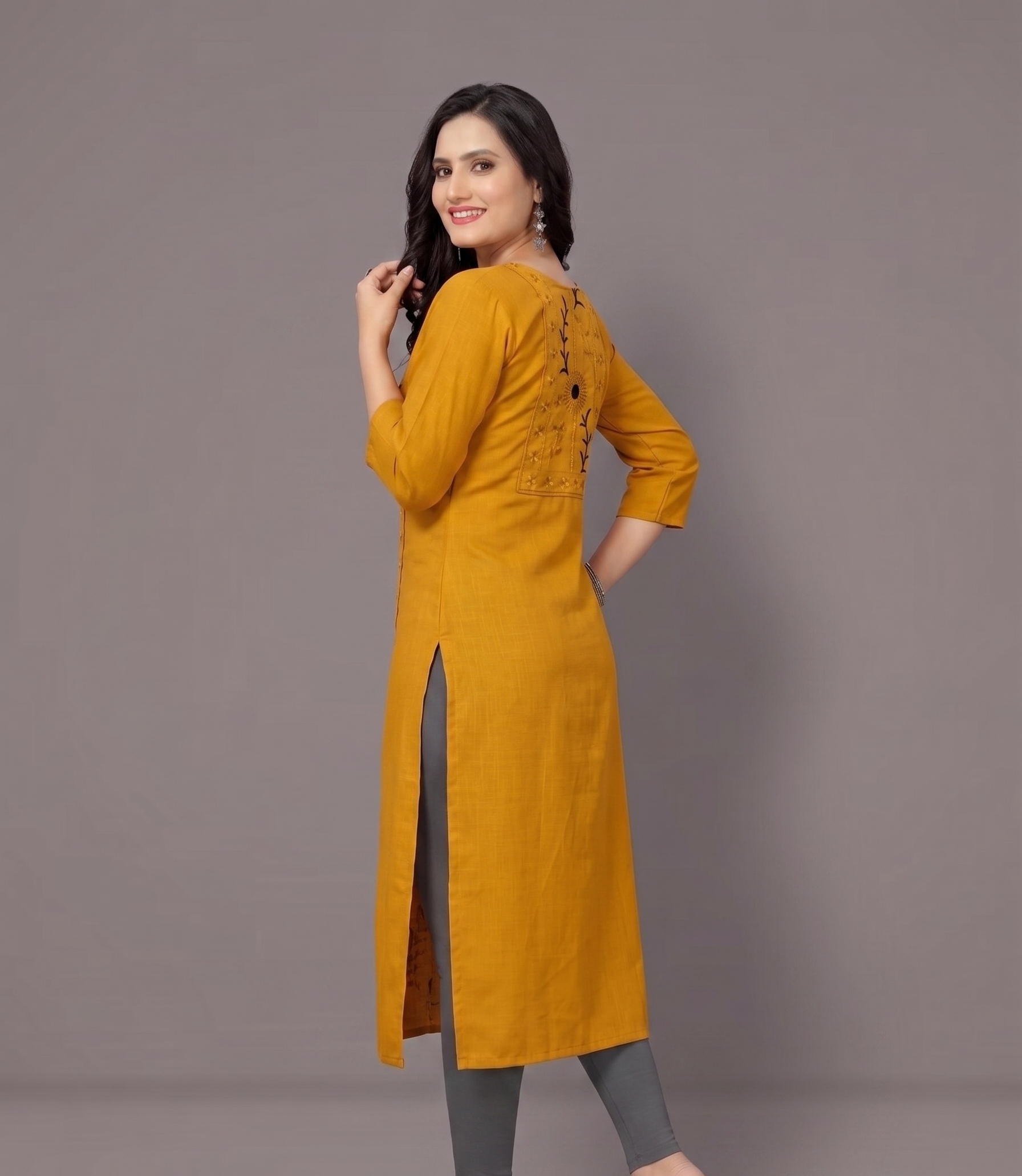 Hetsa Women Cotton Blend Embroidered Plus Size Kurtis