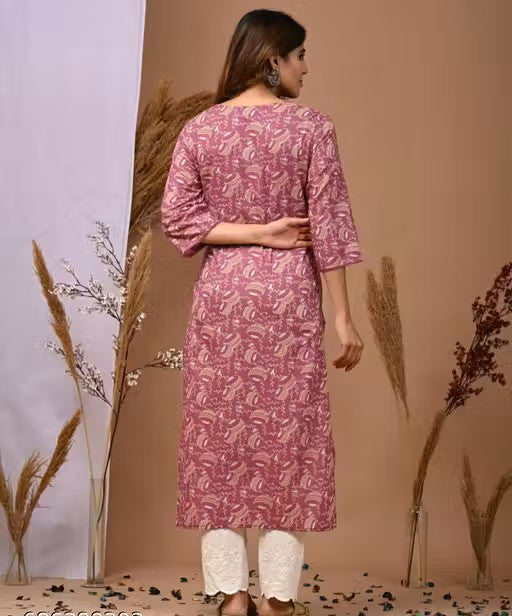 Women Printed Pure Cotton Straight Kurta